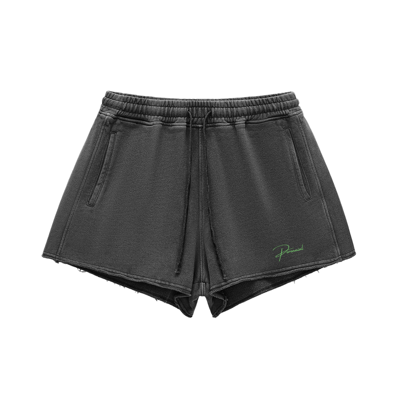 Women's Snow Washed Raw Edge Drawstring Shorts