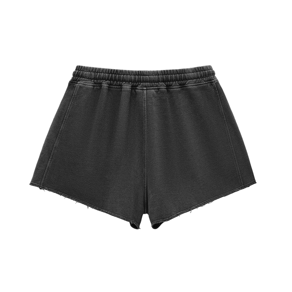 Women's Snow Washed Raw Edge Drawstring Shorts